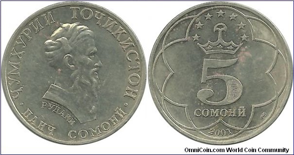 Tajikistan 5 Somoni 2001