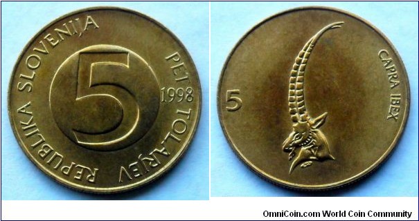 Slovenia 5 tolars.
1998