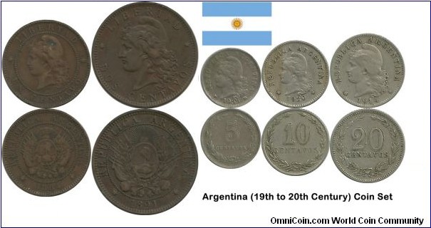 Argentina (19th to 20th Century) Coin Set