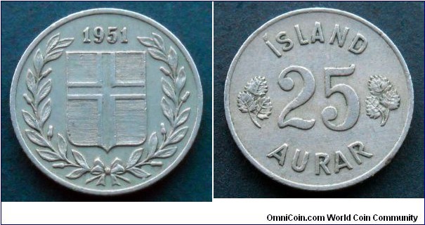 Iceland 25 aurar.
1951