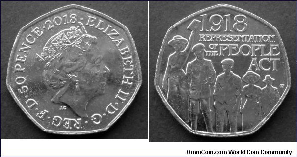 50 pence. 2018, Centenary of the Representation of the People Act 1918.