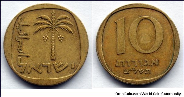 Israel 10 agorot.
1972 (5732)