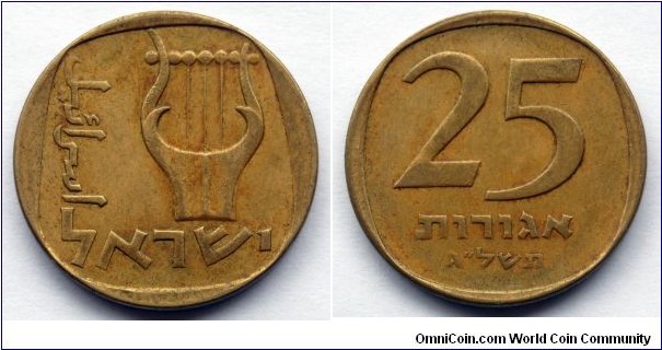 Israel 25 agorot.
1973 (5733)