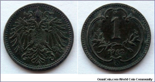 Austro-Hungarian Monarchy 1 heller. 
1902