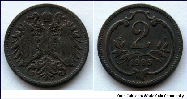 Austro-Hungarian Monarchy 2 heller.
1895