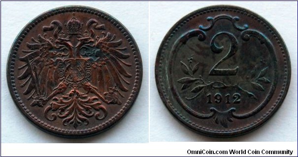 Austro-Hungarian Monarchy 2 heller.
1912