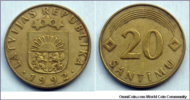 Latvia 20 santimu.
1992 (II)