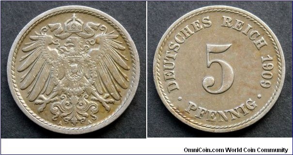 German Empire 5 pfennig. 1909 (A)