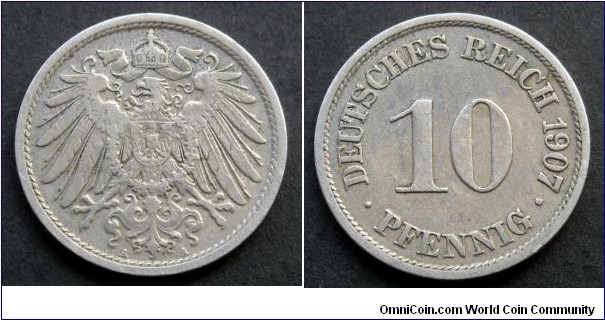 German Empire 10 pfennig. 1907 (A)