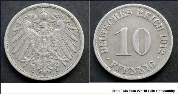 German Empire 10 pfennig. 1912 (A)