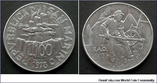 San Marino 100 lire.
1978, F.A.O. (II)