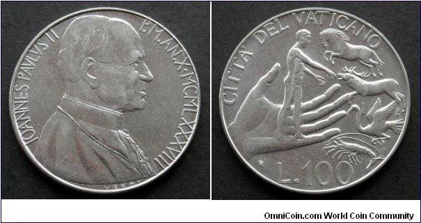Vatican 100 lire.
1988, Pontif. Ioannes Paulus II (II)