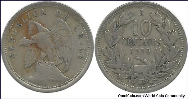 Chile 10 Centavos 1920