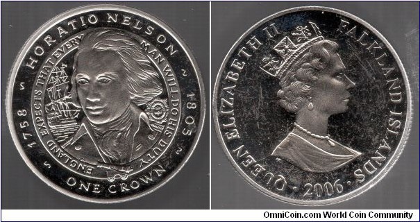 1 Crown Bicentenary of the Death Admiral Horatio Nelson's Death 1758-1805. Portraits of Nelson with an image of ‘HMS Victory’