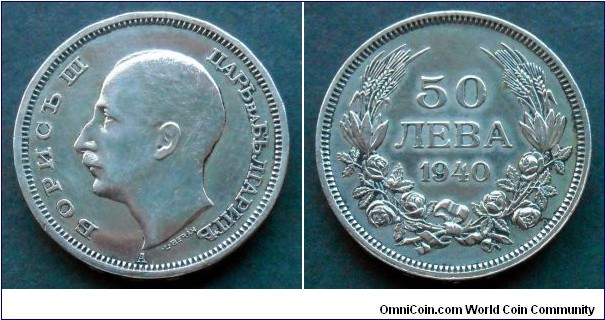 Bulgaria 50 leva.
1940 (A) Boris III