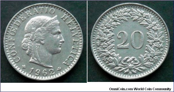 Switzerland 20 rappen.
1962 (B) III