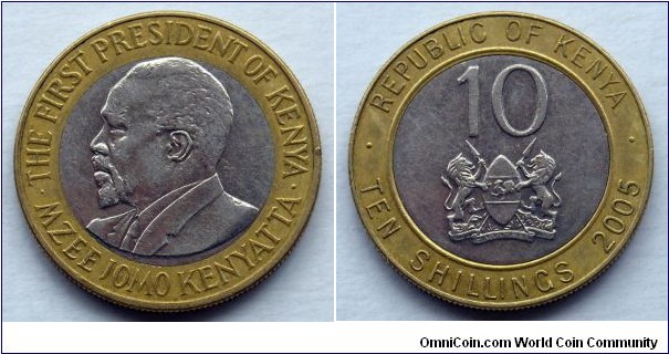 Kenya 10 shillings.
2005