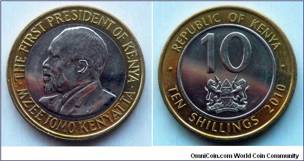 Kenya 10 shillings.
2010