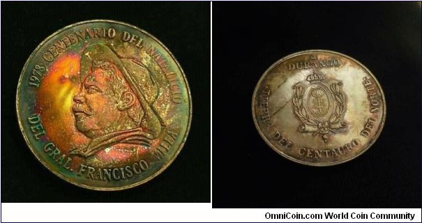 Mexico 1978 pancho villa medal rainbow toned