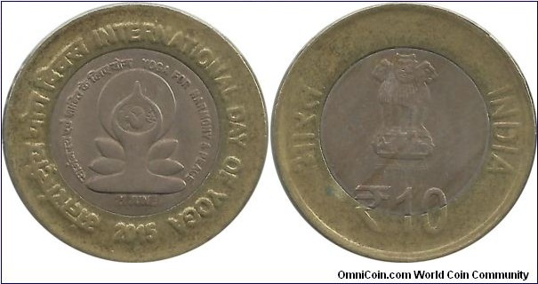 India-Republic 10 Rupees 2015-International Day of Yoga