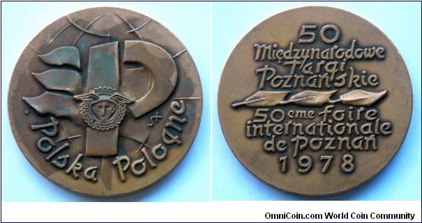 Polish medal commemorating of the 50 Poznań International Fair