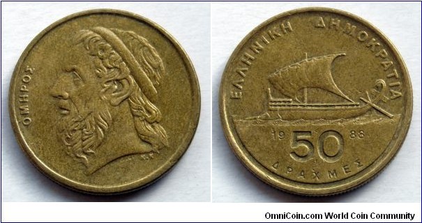 Greece 50 drachmes.
1988 (II)