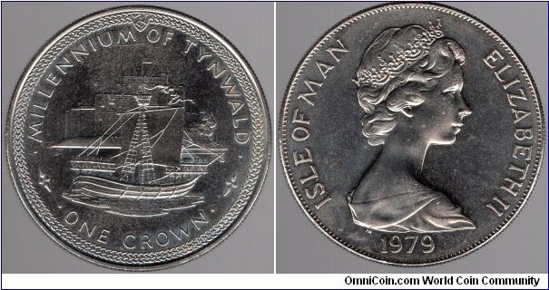 1 Crown Millennium of Tynwald 14th Century Trading ship known as coques & Castle Rushen