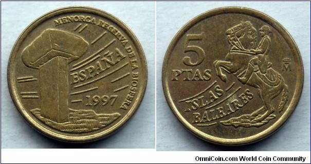 Spain 5 pesetas.
1997, Balearic Islands 
(III)