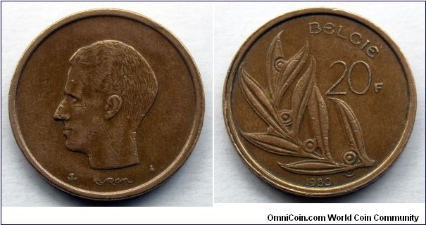 Belgium 20 francs.
1980, Belgie (II)