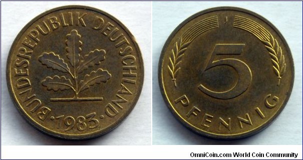 German Federal Republic (West Germany) 5 pfennig.
1983 (J)