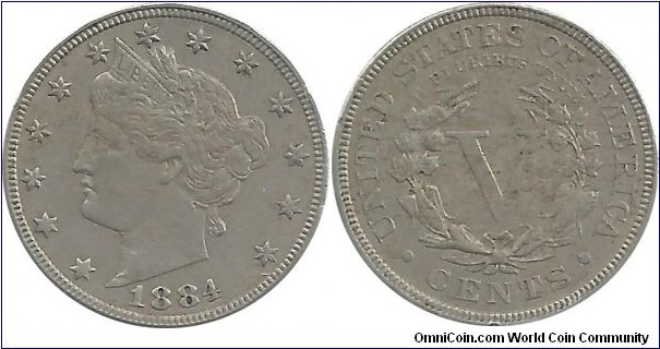 USA 5 Cents 1884
