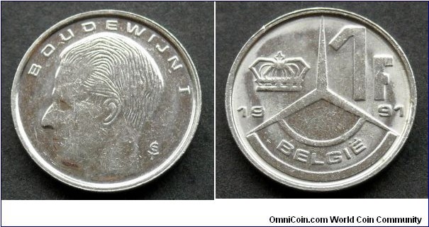 Belgium 1 franc.
1991, Belgie (II)