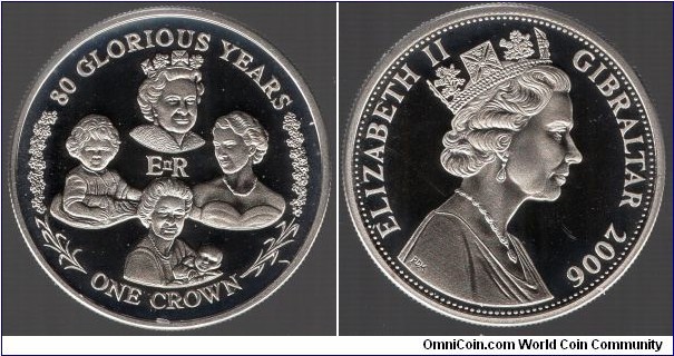 1 Crown QEII 80th Birthday 