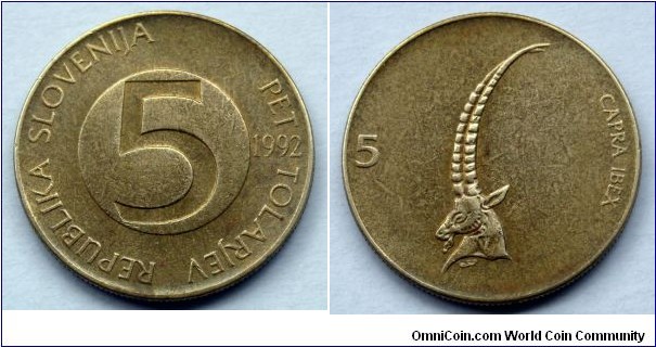 Slovenia 5 tolars.
1992