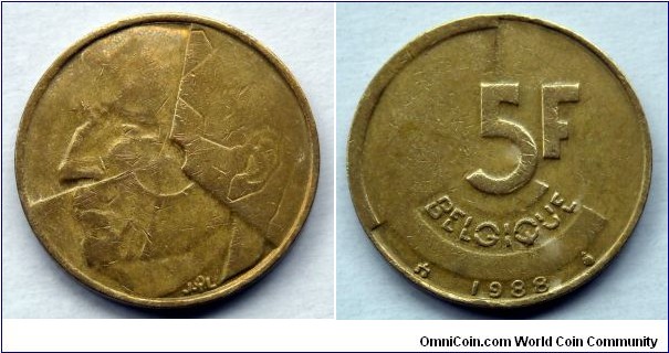 Belgium 5 francs.
1988, Belgique