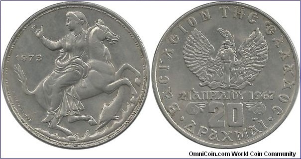 Greece (PhoenixSoldier) 20 Drachmai 1973