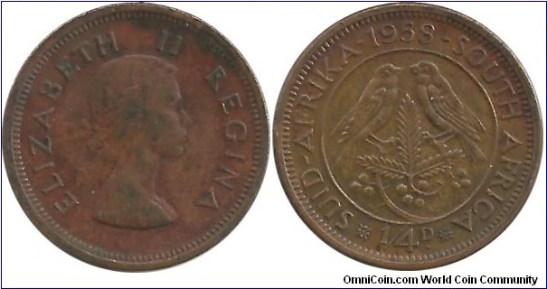SouthAfrica-British ¼ Penny 1958