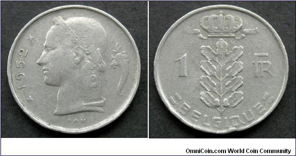 Belgium 1 franc.
1952, Belgique (II)