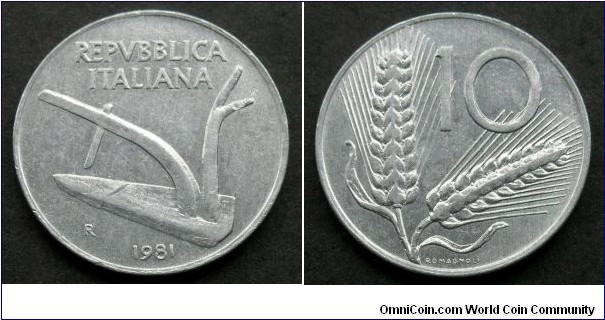 Italy 10 lire.
1981 (II)