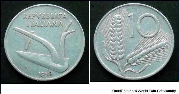 Italy 10 lire.
1955