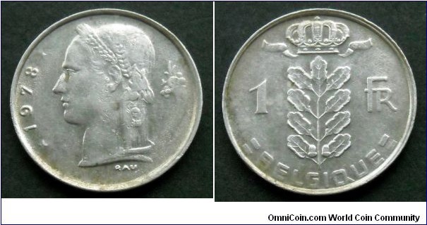 Belgium 1 franc.
1978, Belgique (II)