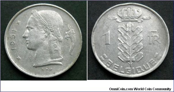 Belgium 1 franc.
1951, Belgique