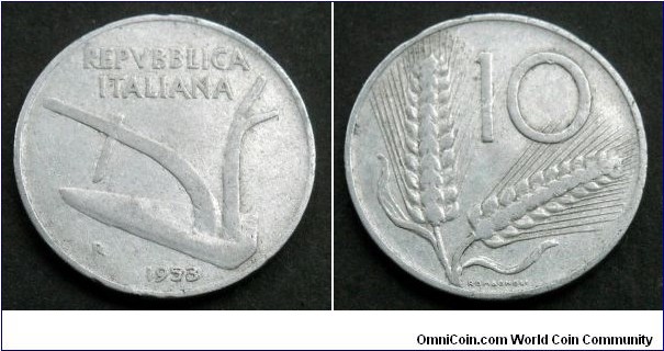 Italy 10 lire. 1953