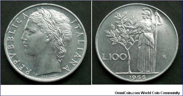 Italy 100 lire.
1966 (II) 