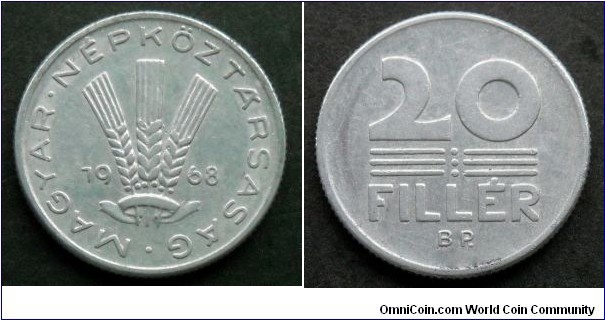 Hungary 20 filler.
1968