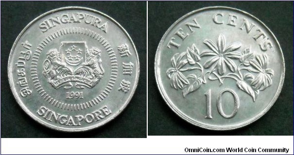 Singapore 10 cents.
1991
