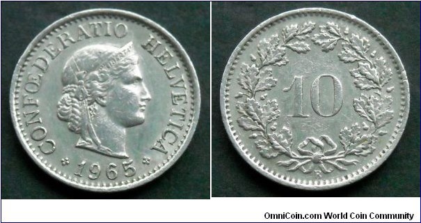 Switzerland 10 rappen.
1965 (B) II