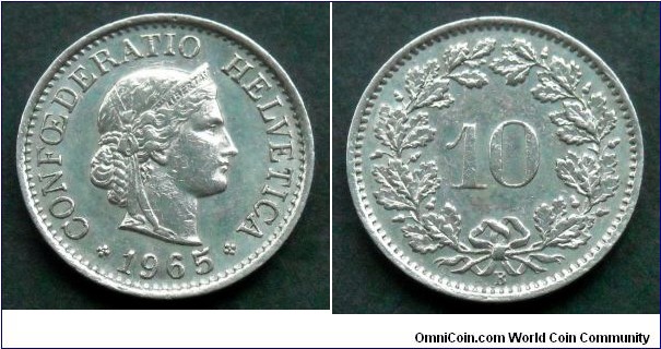 Switzerland 10 rappen.
1965 (B) III