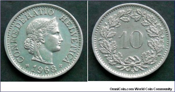 Switzerland 10 rappen.
1968 (B) III