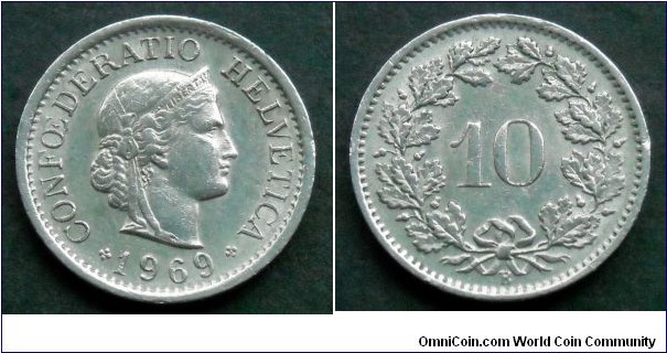 Switzerland 10 rappen.
1969 (B)